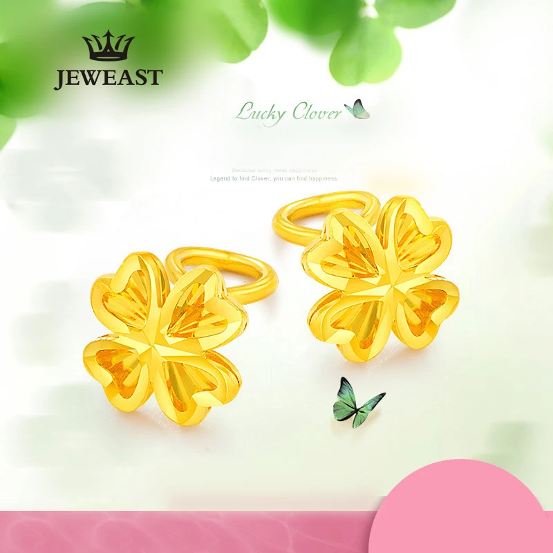 

SFE 24K Pure Gold Earring Real AU 999 Solid Gold Earrings Smart Beautiful Four Clover Upscale Trendy Jewelry Hot Sell New 2023