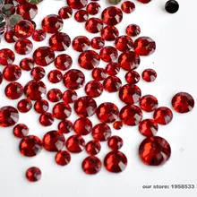 400 шт 2 мм-6 мм смешанные размеры темно-красные стразы для ногтей 3D украшения ногтей плоские с оборота Стразы с блестками драгоценные камни нужен клей на N05