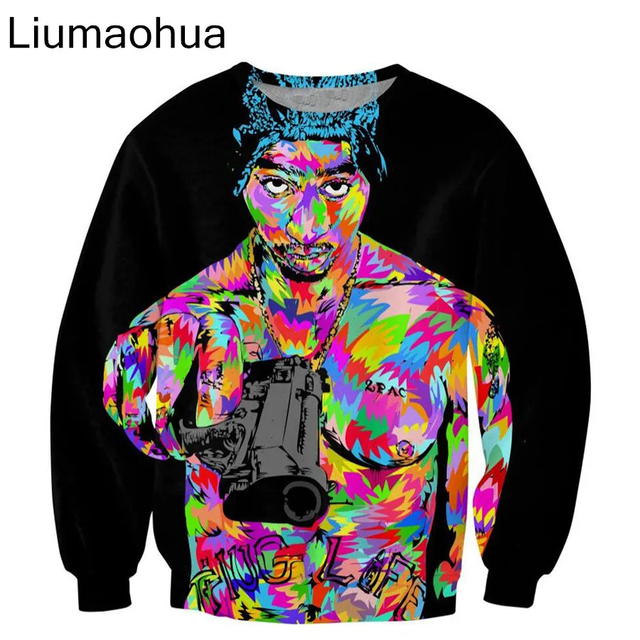 Liumaohua 2018 новейшая мода Rap star 2pac Тупак Печатный Crewneck Повседневный Унисекс Пуловер