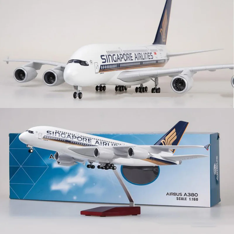 1/160 масштаб 50,5 см самолета Airbus A380 Сингапур авиакомпании Модель W свет и литой колесный Пластик смолы плоскости для коллекция игрушек
