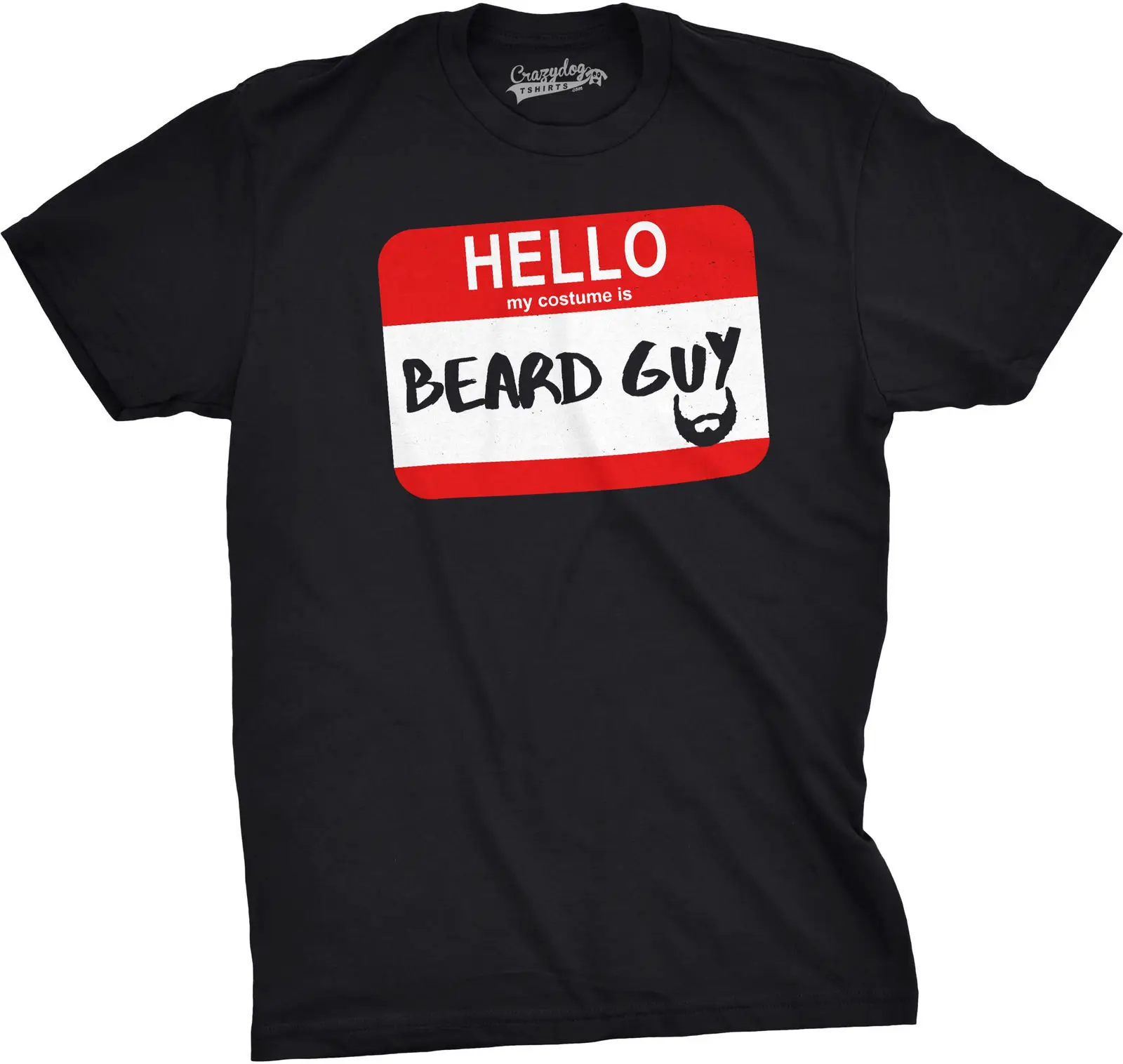 Мужская футболка с надписью Hello My Costume Is Beard Guy забавная Halloween Name Tag Harajuku модная
