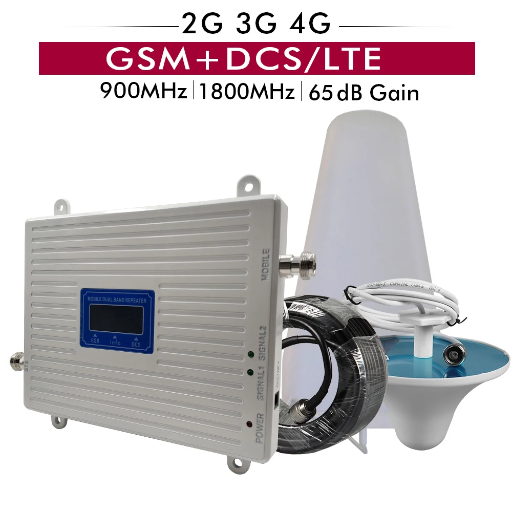 Усилитель мобильного сигнала 65 дБ GSM 900 DCS LTE 1800 2G 4G сотового LPDA потолочная антенна