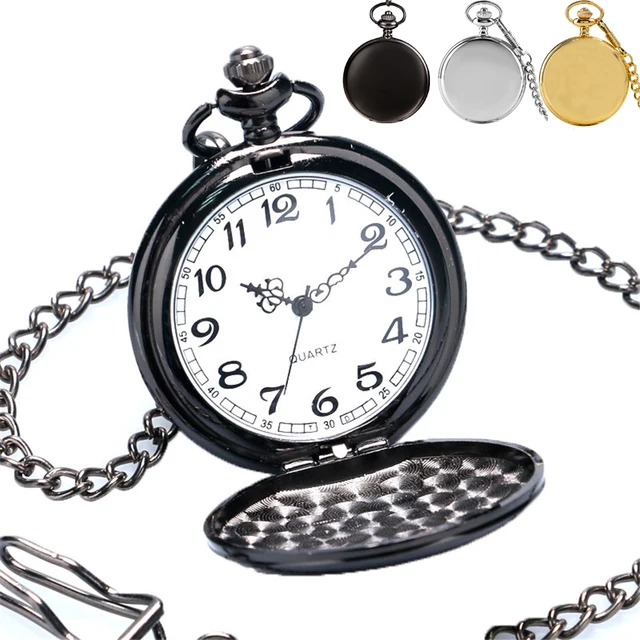 High Quality Retro Exquisite Black/Silver/Golden Smooth Face Quartz Pocket Watch High Quality Retro Exquisite Black/Silver/Golden Smooth Face Quartz Pocket Watch