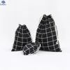1Pcs White Grey Black Color Happy Gifts Plaid Printed Drawstring bag For Children Ultralight Mesh Clothing Cosmetic Storage Bag ► Photo 3/6