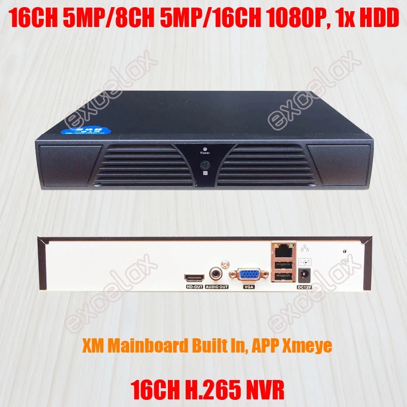 Сетевой видеорегистратор H.265 NVR 16 каналов 1 шт. 8 5 МП 4 3 Мп 2 P2P ONVIF|Видеорегистратор