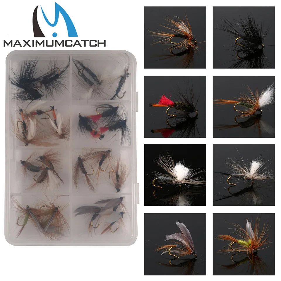 Maximumcatch Mixed Dry Flies Pack/set Feather Bait Hook Fly Flies Fish Hook  Lures Fishing Flies