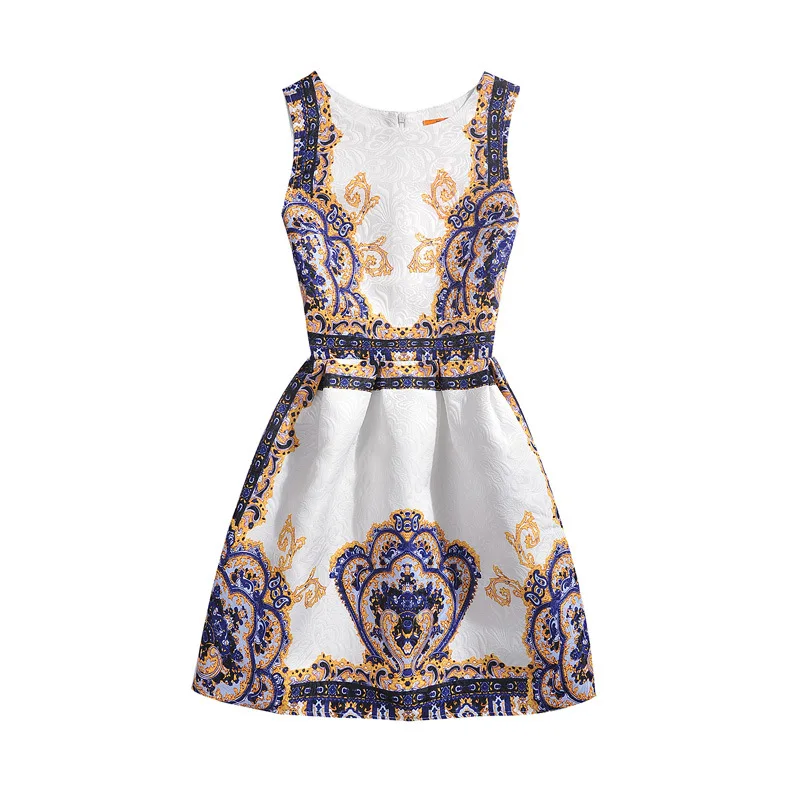 2017 Summer Girls Dresses Teenage Dress Kids Teenagers Clothing Children Teens European Retro Printing Jacquard 2017 Summer Girls Dresses Teenage Dress Kids Teenagers Clothing Children Teens European Retro Printing Jacquard