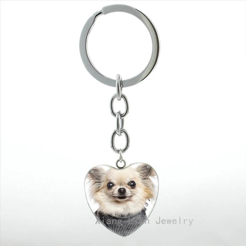 Latest Fashion Clothed Dog heart pendant key chain ring lovely pet dogs