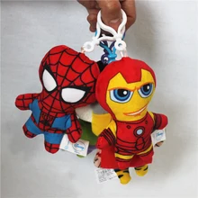 12pcs 12cm The Avengers Spider man Iron Man Thor plush pendant Dolls birthday christmas party Gift