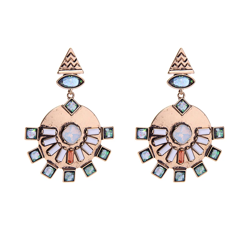 Resin Alloy Big Geometric Dangling Chunky Earrings for Women 2 Colors