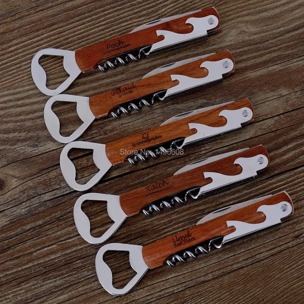 

Double Side Engraved Personalized Bottle Opener & Wine Corkscrew, Custom Wine/Beer Opener, Fathers Day, Bachelor, Groomsmen, Ann
