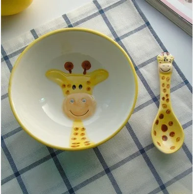 Креативная подглазурная краска мультяшная миска с рисунком животного рисовая суповой салатный чашка для закусок набор с тарелками, подходит для дома - Цвет: 16