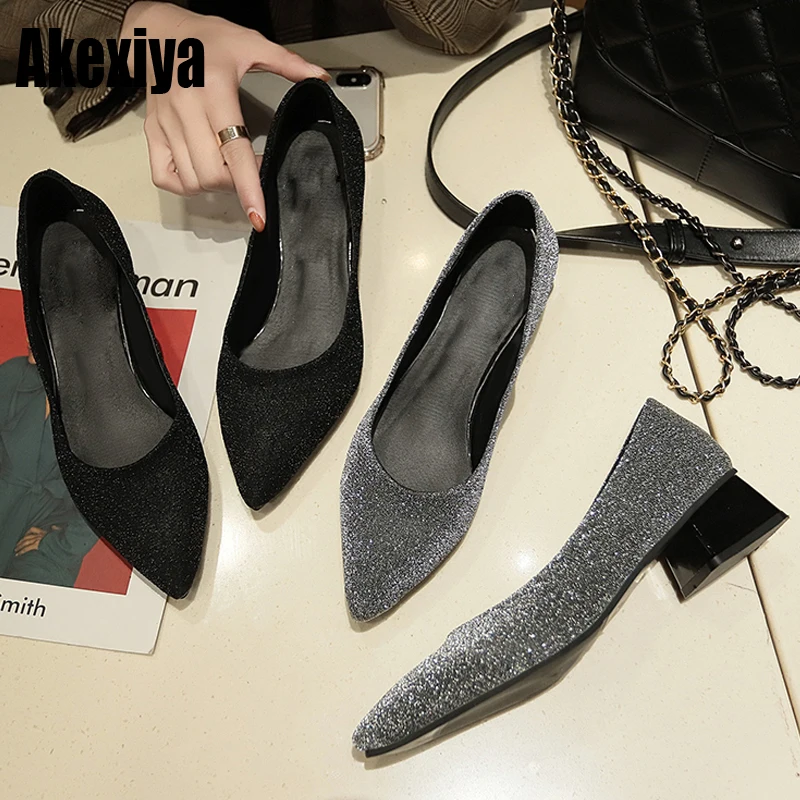 

Women fashion Comfortable Bow Low-heeled shoes pointed sequin shoes sapatos femininas high quality leather street shoes k020