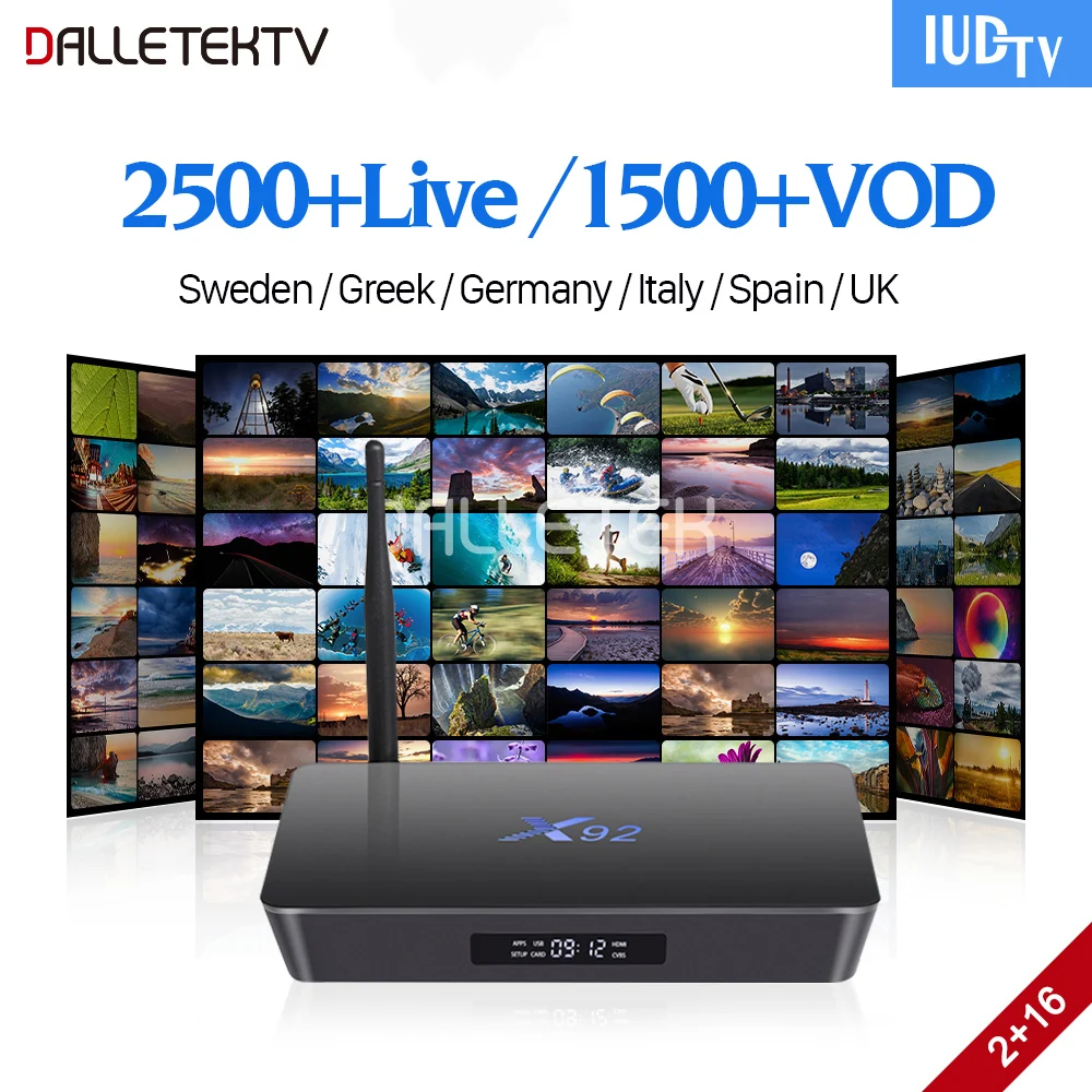 

IPTV Subscription Nordic Sweden Italy Spain UK Germany Greek IPTV Box IUDTV Code X92 Smart 4K Android 7.1 TV Box 2GB 16GB S912