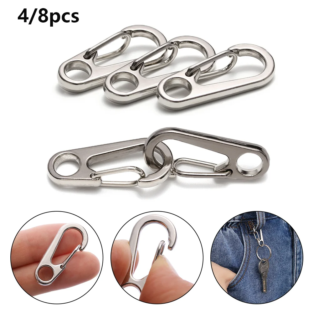 

4 PCs Outdoor Mini Aluminium Alloy Hang Buckle Survival EDC Gear D Carabiner Camping Key Chain Clip Spring Clips Travel Tools