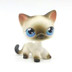 Редкий зоомагазин lps игрушки #5 старый настоящий питомец стоя littlest Серый Белый Короткие волосы сиамские кошка голубые глаза