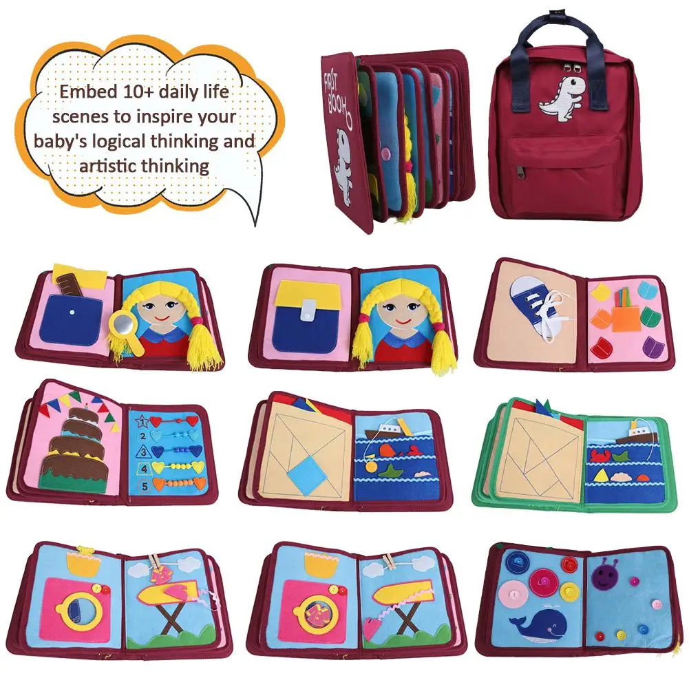 

Baby Early Education Cloth Book Set Children's Sounding Paper Book Puzzle Toy Cloth Book + School Bag Children Birthday Gift