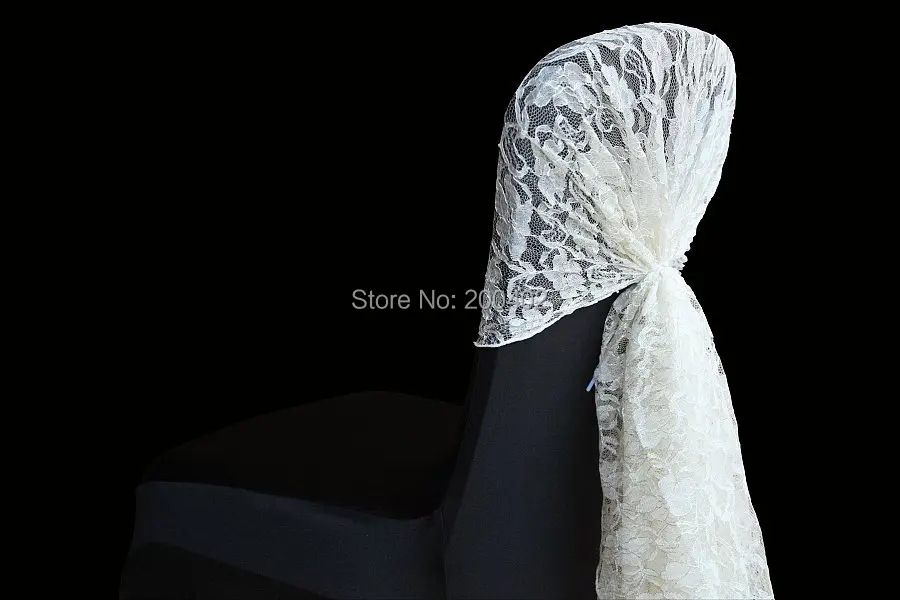 free shipping white lace chair hood/chair sash/chair bowlace chair