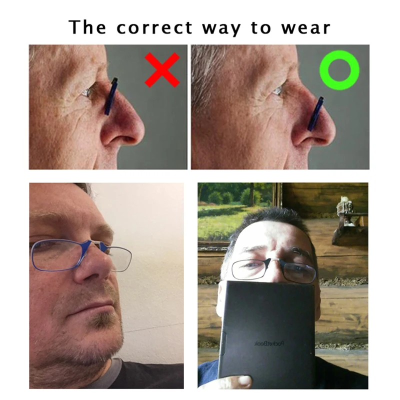 Clip de la nariz gafas de lectura para las mujeres óptico Mini para hombres con caja cartera receta anteojos gafas de presbicia
