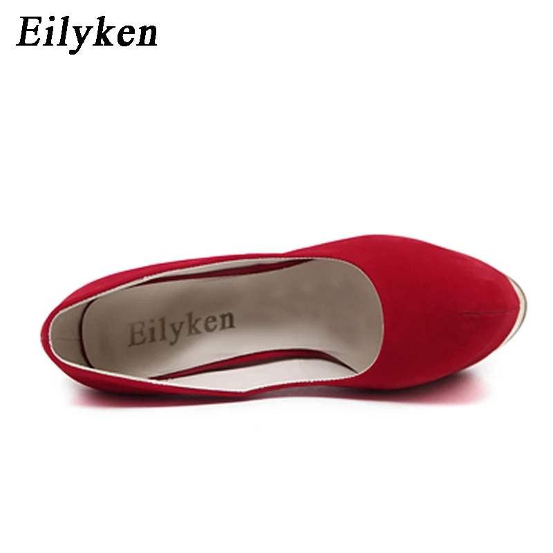 Eilyken/ г. Новые весенние пикантные женские туфли-лодочки пикантные туфли на высоком каблуке 16 см вечерние туфли-лодочки с круглым носком свадебные, размер 34-40