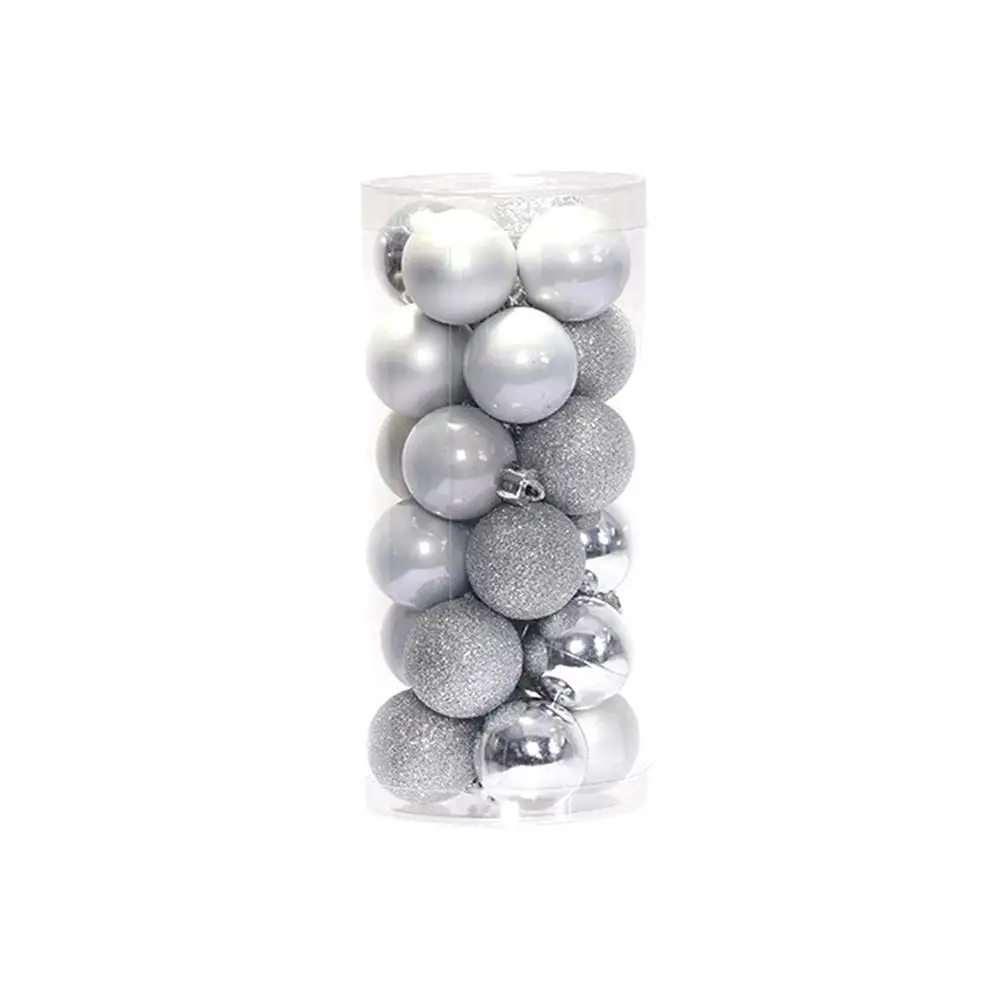 24 шт., 4 см, 6 см, 8 см, блестящие шары для рождественской елки, вечерние, свадебные, висячие украшения, рождественские украшения - Цвет: silver