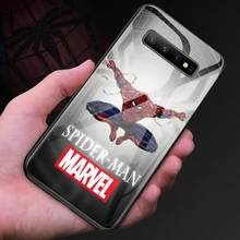 Marvel Spiderman Tempered Glass Case For Samsung Galaxy S10 e 5G S8 S9 Plus Note 8 9 10 Pro Avengers Phone Cover Funda Coque