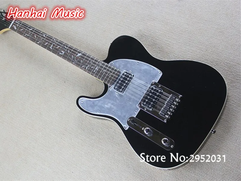 

Free Shipping-Electric Guitar,Left-hand Model, with Black Body,Tree of Life Fret Marks Inlay,Mirror Pickguard,can be Customized