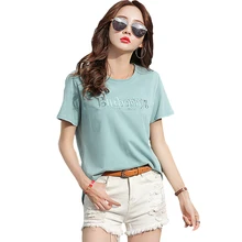 shintimes Embroidery Letter T Shirt Women 2019 Cotton Short Sleeve T-Shirt Female Fashion Korean Woman Clothes Tee Shirt Femme letter embroidery t shirt