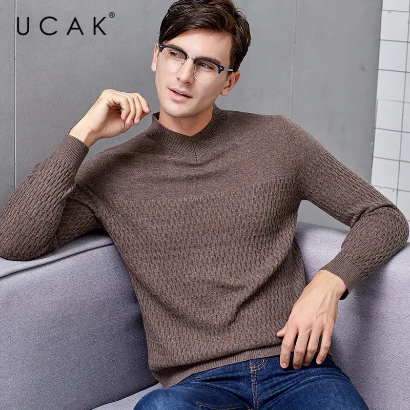 UCAK Brand Merino Wool Sweater Men 2019 New Winter Cashmere Sweaters Streetwear Fashion Big V-Neck Pull Homme Pullover Men U3024 UCAK Brand Merino Wool Sweater Men 2019 New Winter Cashmere Sweaters Streetwear Fashion Big V-Neck Pull Homme Pullover Men U3024