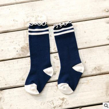 YWHUANSEN/Новинка года; весенние хлопковые носки для малышей с цветными блоками в полоску и горошек; модные кружевные дышащие детские гольфы - Цвет: 3