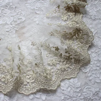 

14cm 5.51"wide-5Yards/lot DIY Lace Accessories Gold Mesh Embroidery Lace Trim
