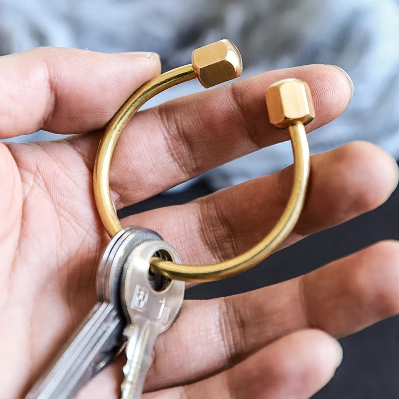 Creative Brass Keychain Portable Key Ring Bottle Opener Whistle Ruler Sealed Box Unique Organizer Tools Keychain Accessories