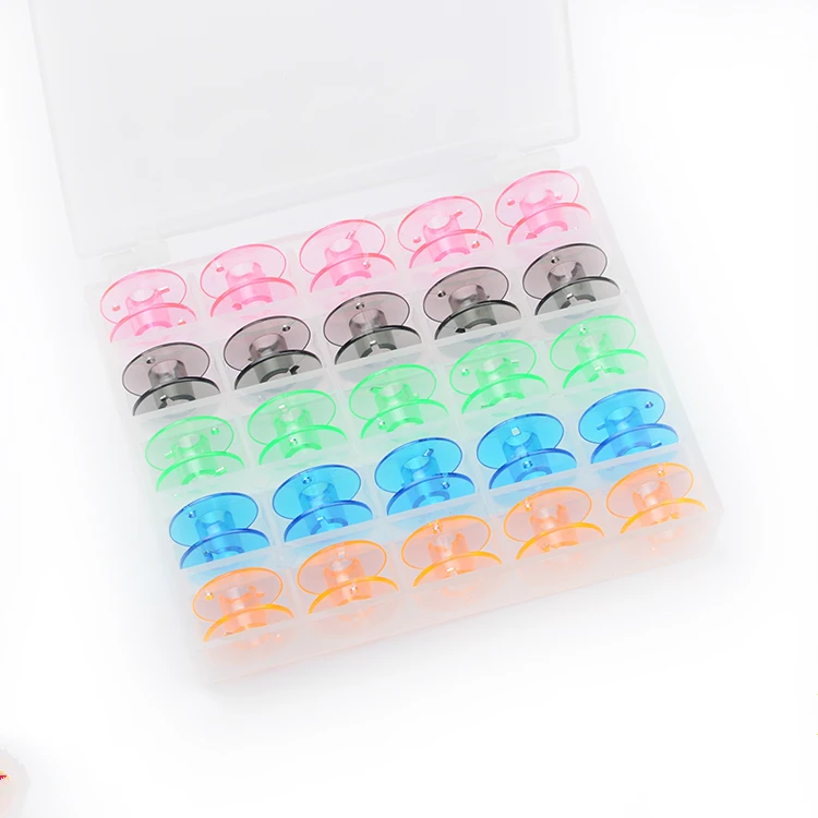 

1 box for 25 Sewing machine bobbin Industrial household transparent color the industrial steel plastic or Steel free