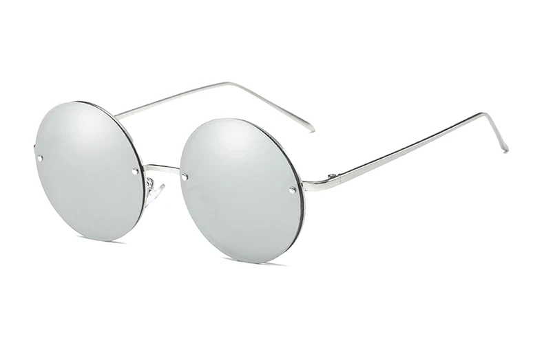Silver Mirror Lens Модные Винтажные круглые солнцезащитные очки, поляризационные мужские ретро очки для вождения, крутые розовые женские очки, новинка, уличные очки на молнии, чехол - Цвет линз: Silver Mirror Lens
