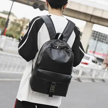 

Preppy Style Backpack Men Teen PU Leather Backpack Travel Casual Daypack School Backpack Shoulder Rucksack Mochila Masculina