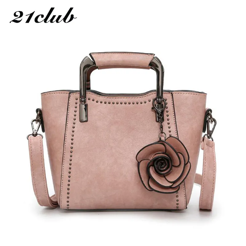 

21club brand small three-dimensional flower strap rivet casual totes party work purse coin women shoulder crossbody handbags