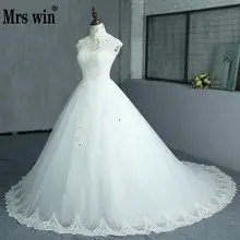 Free Shipping Elegant Beautiful Lace Flowers Long Train Beading Wedding Dresses Vestidos font b De b