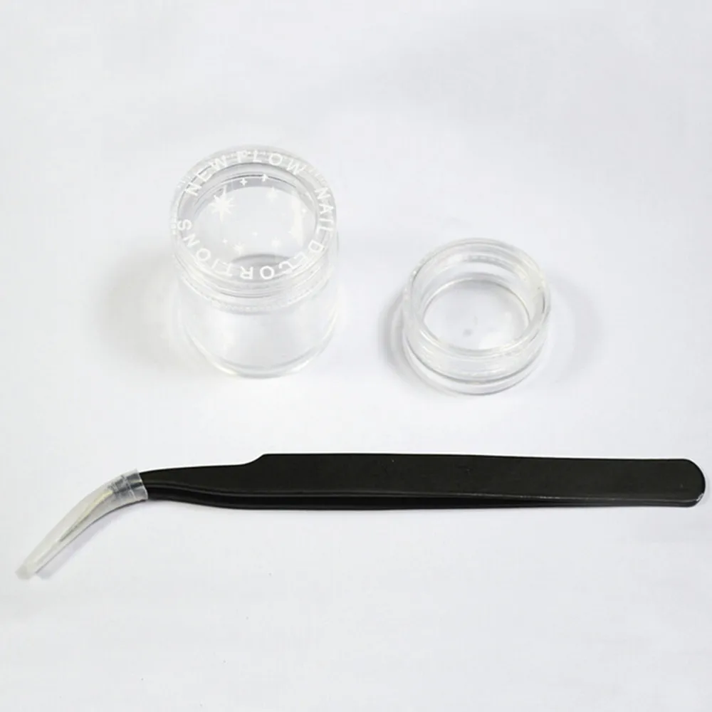 

3pcs/sets New 3/10g Empty Jar Tweezers DIY Water Sticker Tattoos Watermark Decals Manicure Pedicure Nail Art Accessory LAND17