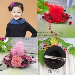 

New Children Hair Accessories Small Cap Shaped Ribbon Flowers Hairpins Festival Party Headwear Girls Hair Accessories Hair Clip