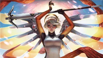 

New Full Diamond 5D DIY Diamond Painting "Angel Mercy - Heroes Never Die" Overwatch Embroidery Cross Stitch Rhinestone Gift GT