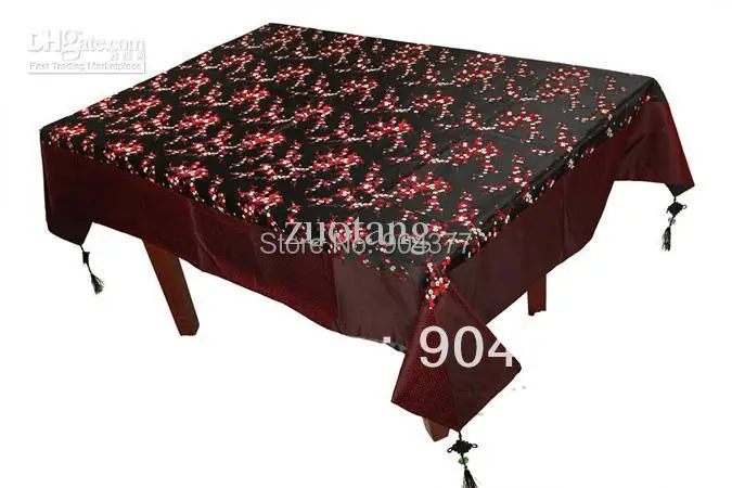 

Luxury Rectangle Black Damask Fabric Tablecloth Chinese style Dinner Party Decorative Table Cover size L 2m x W 1.5m 1pcs free