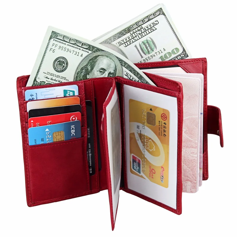 Brand Genuine Leather Passport Holder Men Wallet With Passport Pocket Coin Pocket Multiple ID