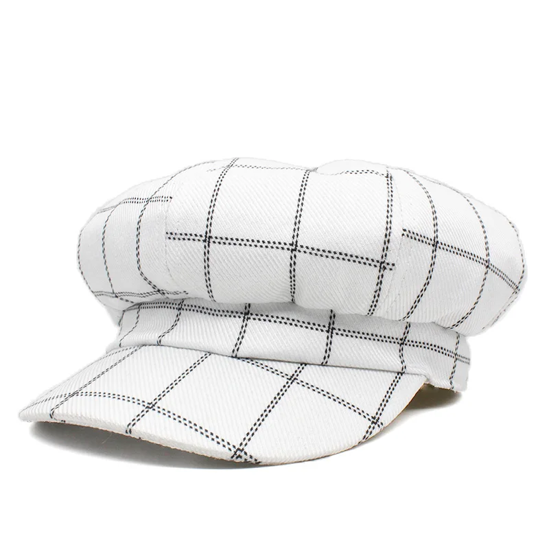 Женская кепка Newsboy, льняная восьмиугольная кепка, весенне-летний берет для девочек, кепка s, винтажная Кепка, Женская Повседневная Кепка, шапка для художника OGL004 - Цвет: Белый