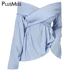 PlusMiss плюс размеры 5XL XXXXL XXXL XXL пикантные элегантные с открытыми плечами оборкой Туника Топы корректирующие женский большой р