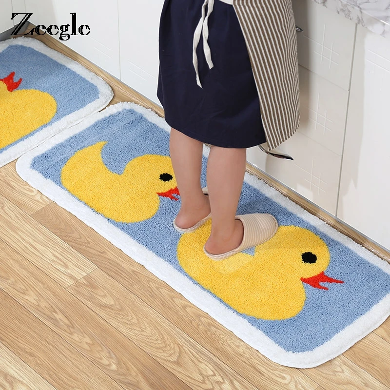 

Zeegle Door Mat Cartoon Duck Floor Mat Kitchen Absorbent Carpet Bathroom Non-slip Rug Carpet For Living Room Kids Bedroom Rug