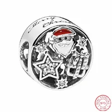 925 пробы серебро Рождество радость бусины особенности Санта звезды и подарки DIY Fit PANDORA Подвески для женщин ювелирных изделий FL628