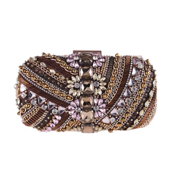 

Vintage Women's Crystal Evening Bag Retro Beaded Clutch Bags Wedding Party Diamond Beaded Bag Rhinestone Small Shoulder Bags