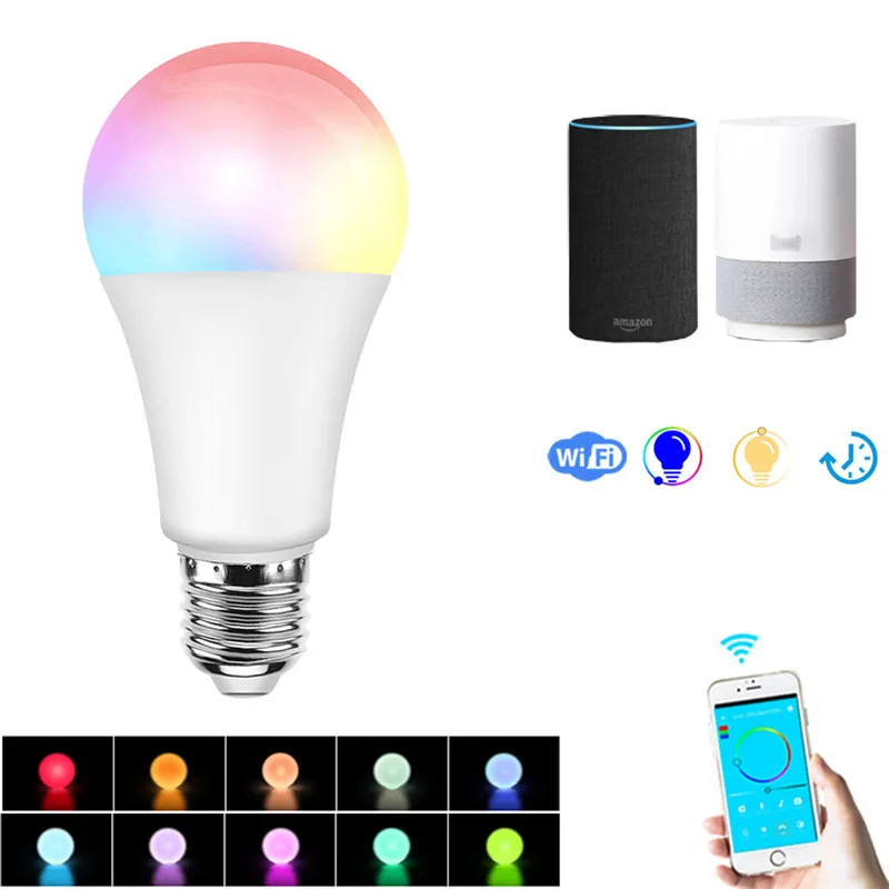 

CLAITE E27 7W RGBW Smart LED Light Bulb Dimmable Smart Wifi APP Control LED Light Bulb Work with Alexa Google Home AC100-264V