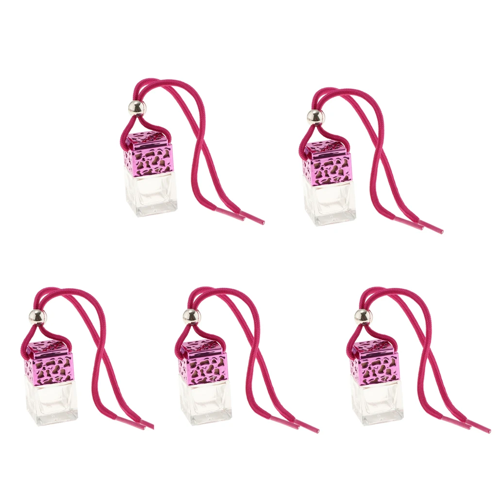 5 Pieces Car Perfume Bottle Car-styling Air Freshener for Essential Oils Perfume Pendant Hanging Glass Bottle Auto Ornament