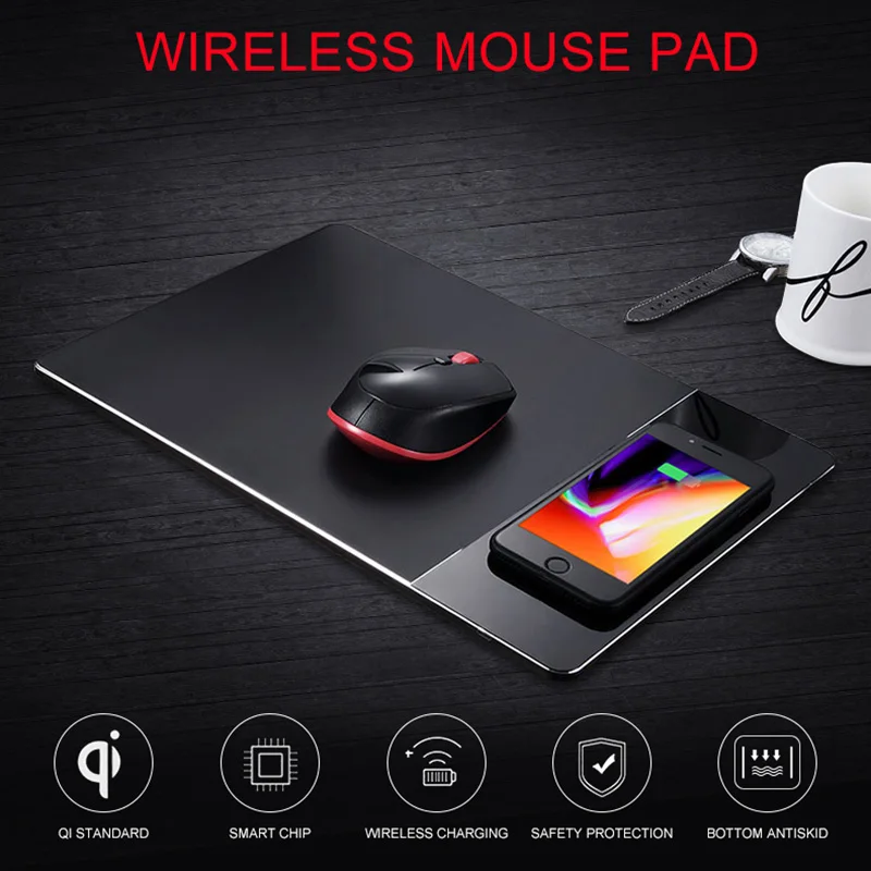 font b Wireless b font font b Charger b font Mouse Pad Aluminum Alloy Charging